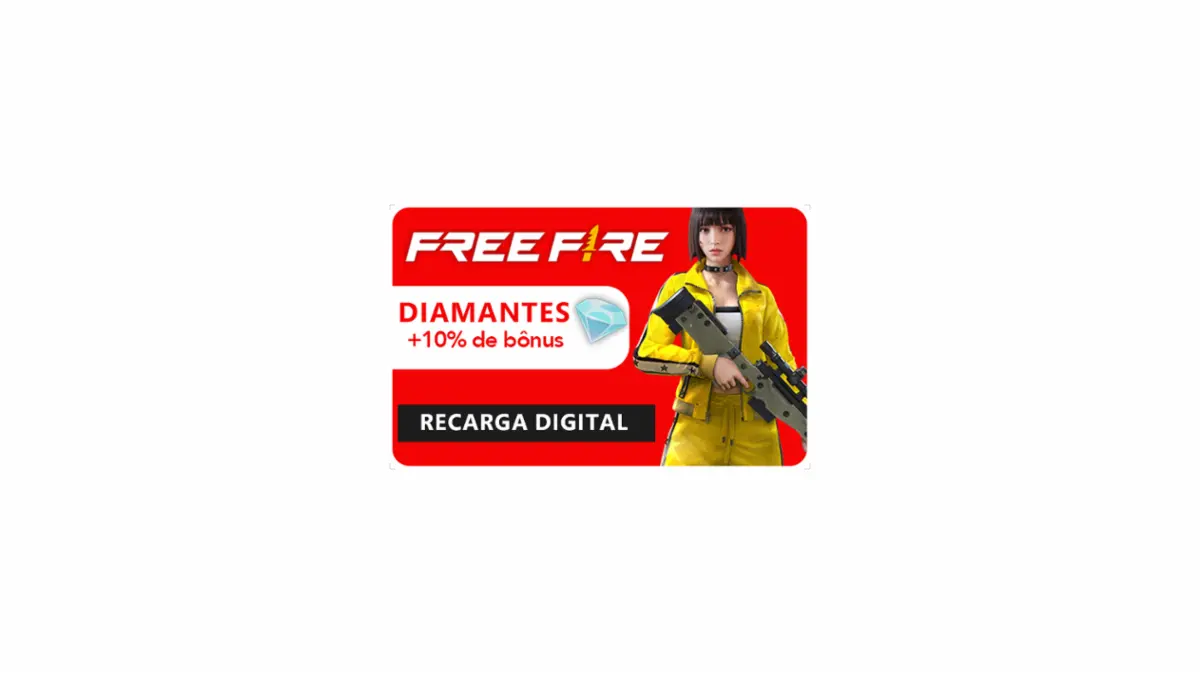 Recarga Free Fire com 100% de bônus na compra de diamantes em
