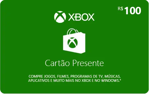 Compre agora o Cartão pré-pago XBOX Live Brasil R$100 para XBOX 360, XBOX  One e XBOX Series X/S.