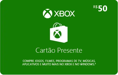 Cartão presente Microsoft XBOX de 50 Reais – Mil Games venda de jogos em  mídia digitais para Xbox e Playstation